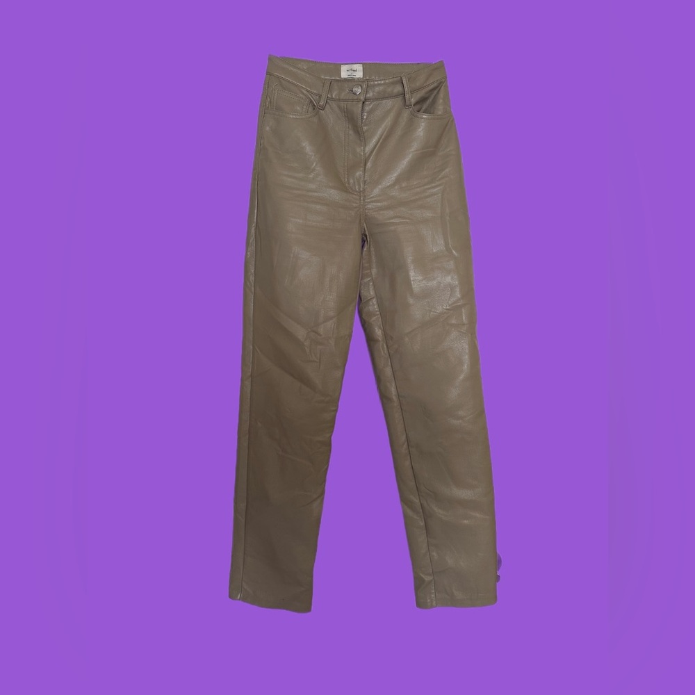 Beige leather pants